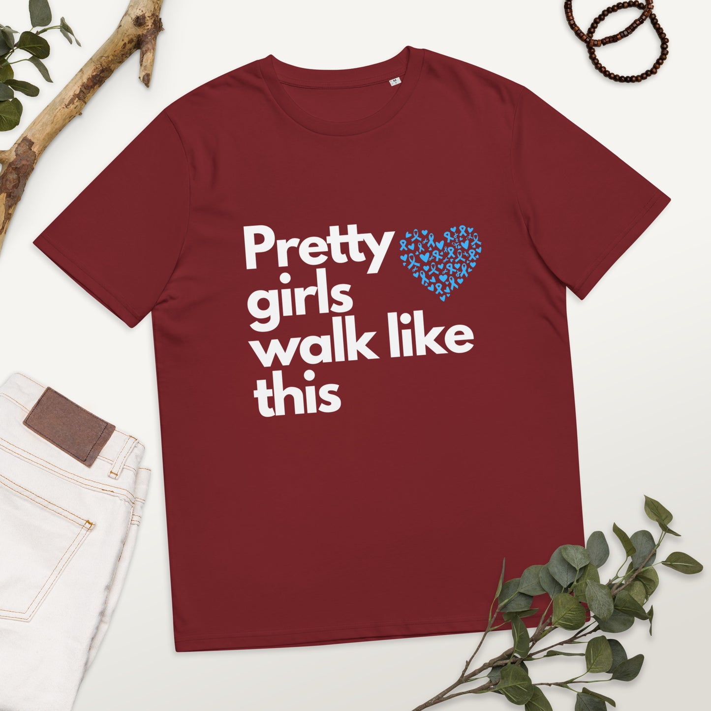 Pretty Girls Walk - Blue Ribbon Unisex organic cotton t-shirt