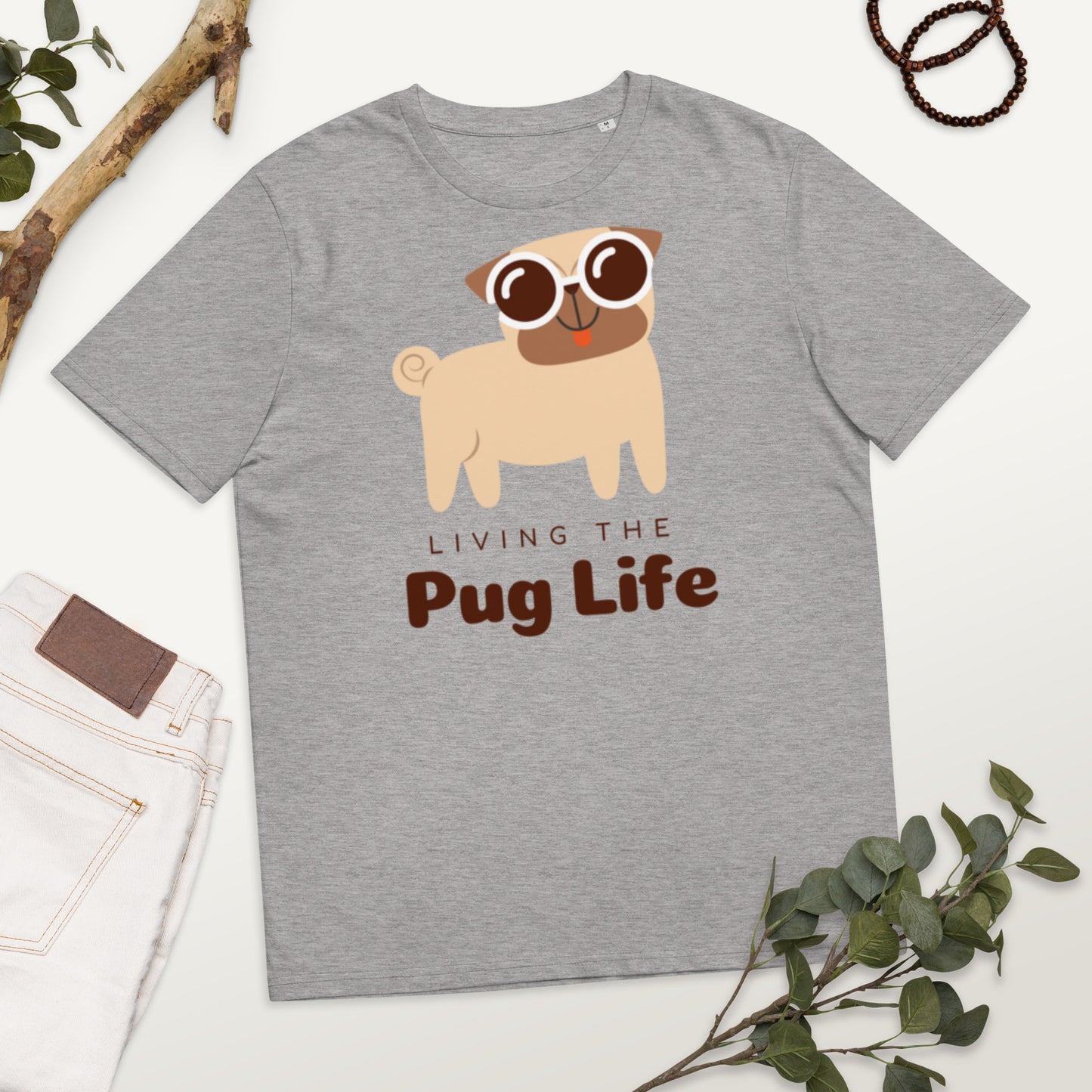 Living the Pug Life - Unisex organic cotton t-shirt