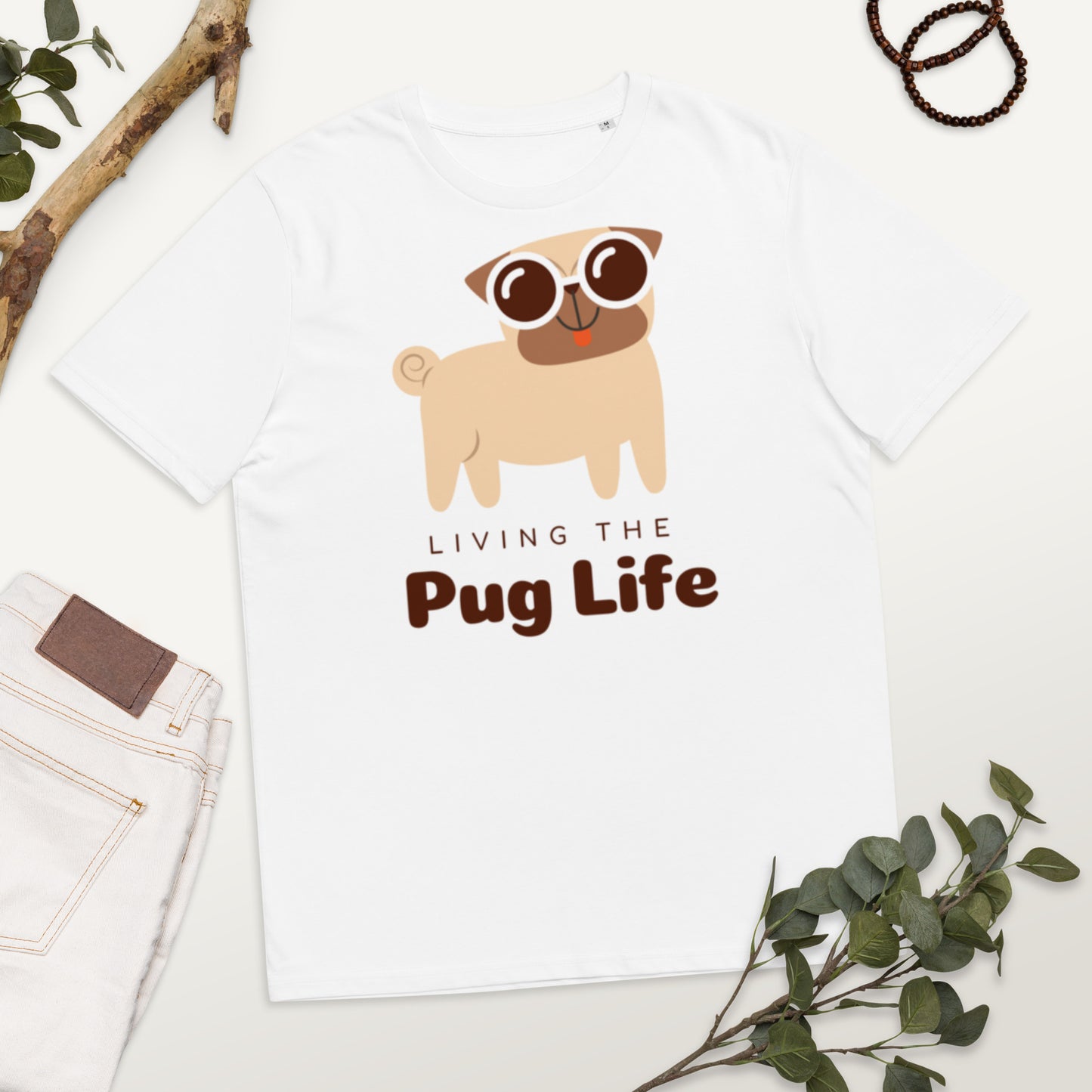 Living the Pug Life - Unisex organic cotton t-shirt