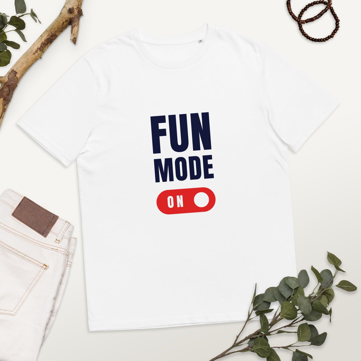 Fun Mode ON! - White Unisex organic cotton t-shirt